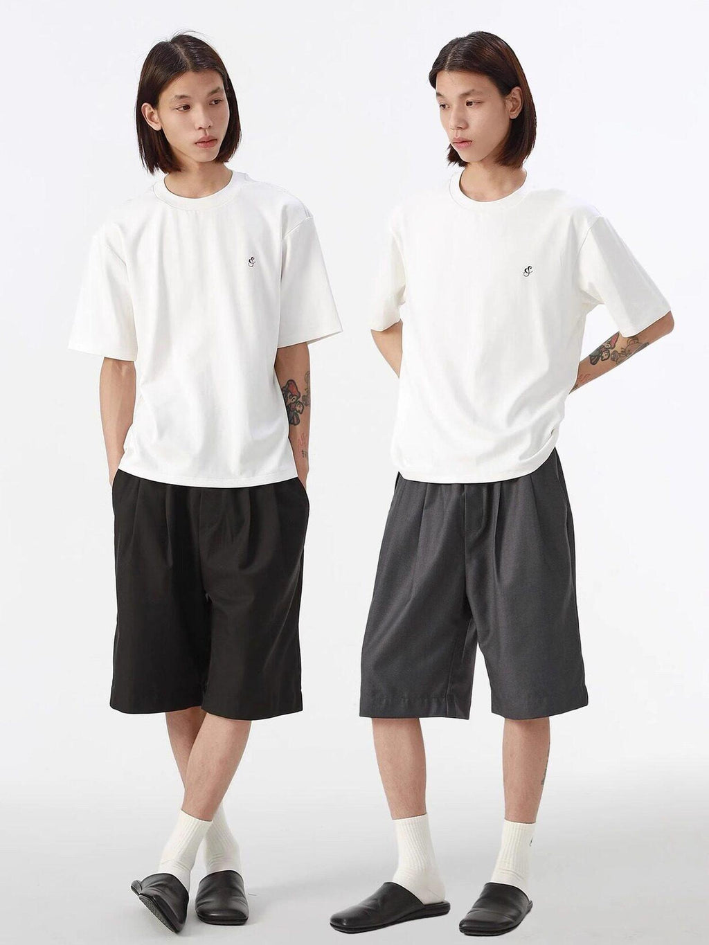 4JUNKS Classic Straight Cut Casual Urban Youth S To Xl Beige Black Gray Tailored Shorts
