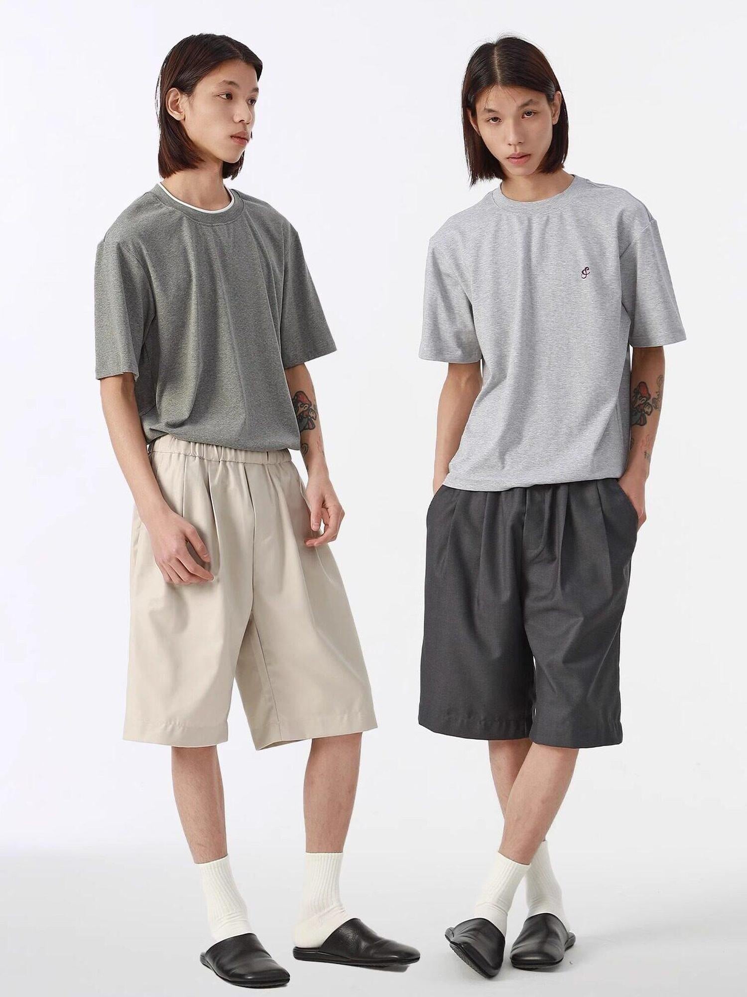 4JUNKS Classic Straight Cut Casual Urban Youth S To Xl Beige Black Gray Tailored Shorts