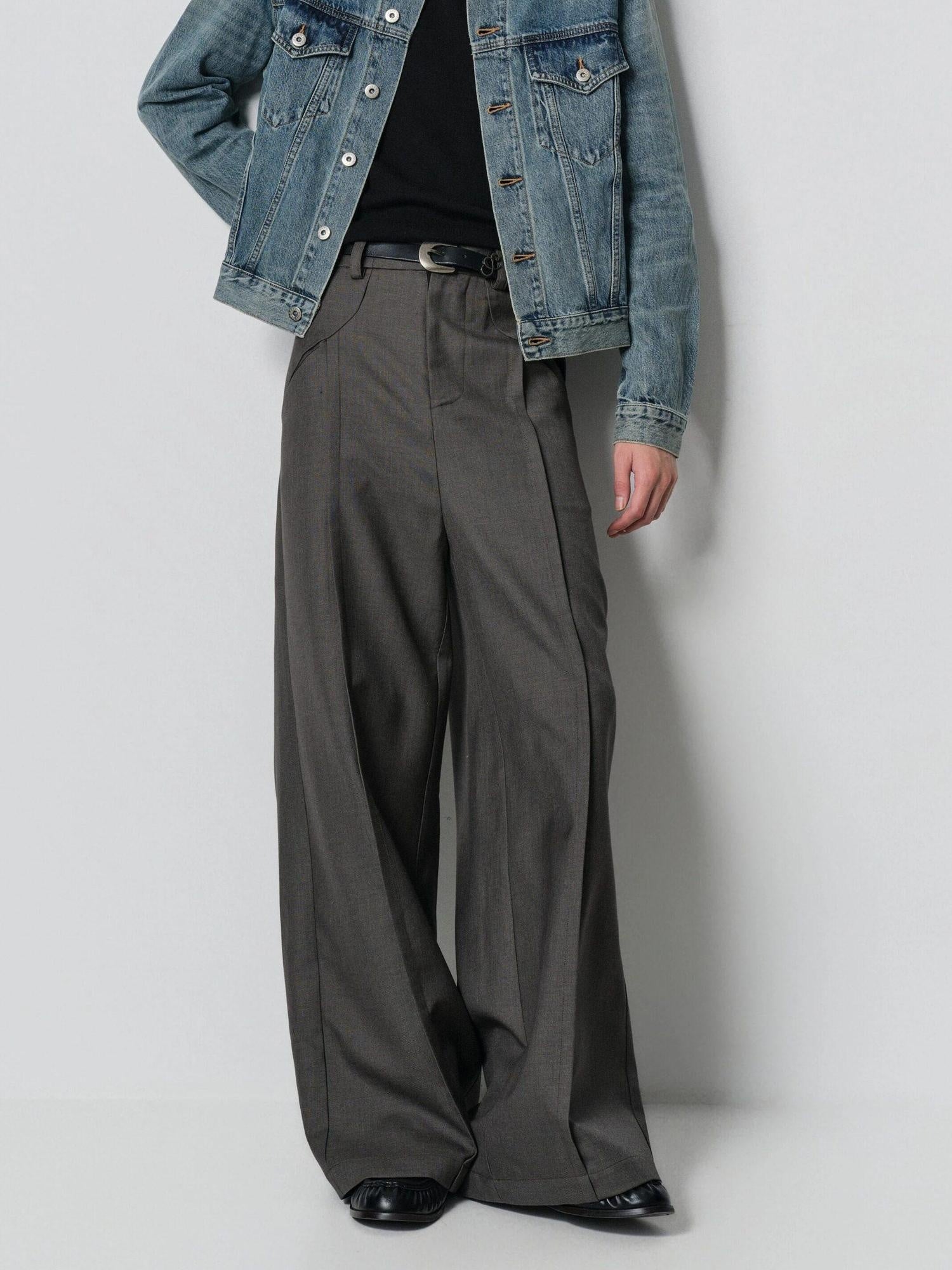 4JUNKS Comfortable Loose Fit Korean Youth Casual Solid Black Grey Long Wide Leg Pants