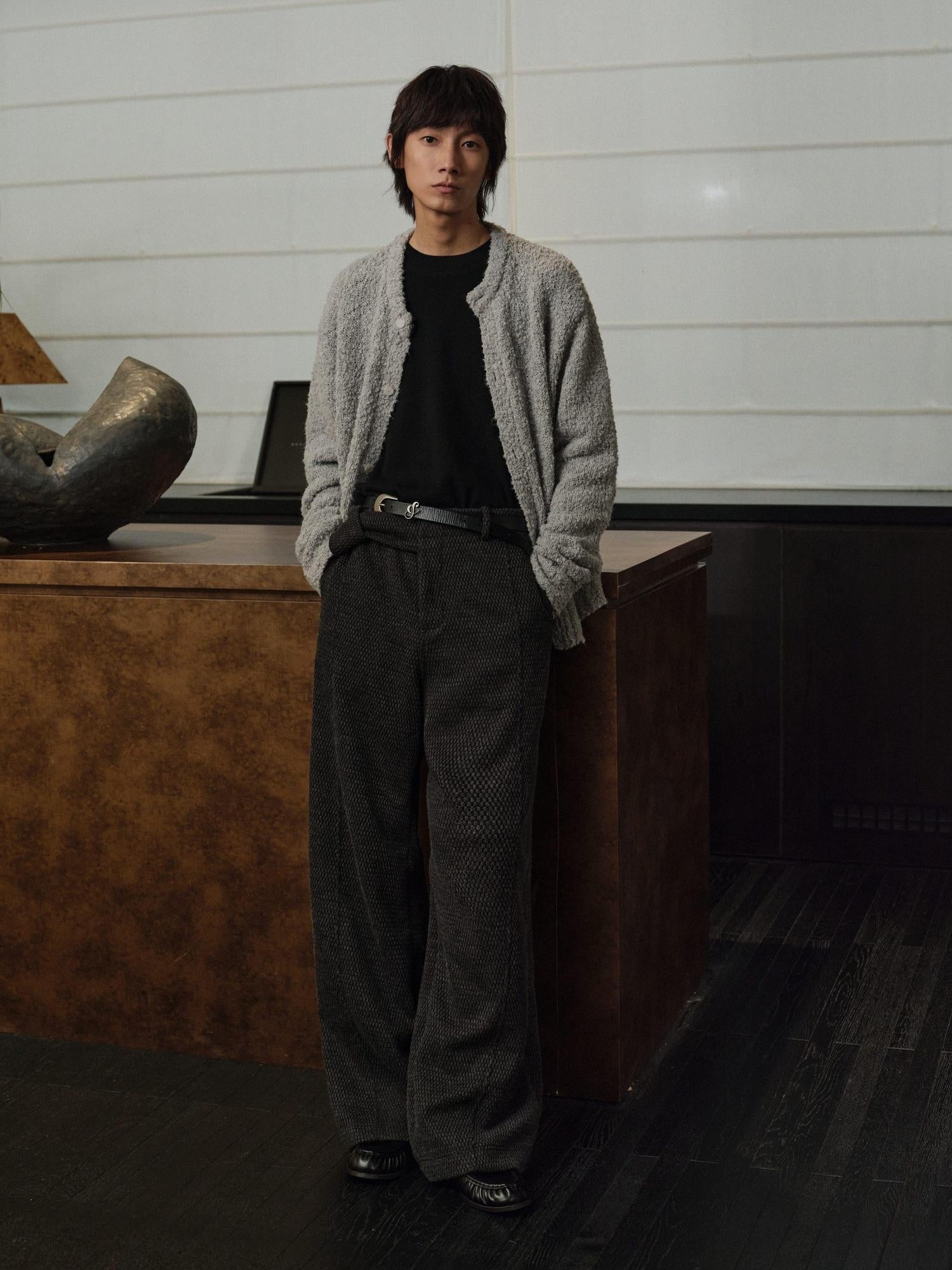 4JUNKS Comfortable Relaxed Fit Edgy Youth Casual Dark Gray Plain Straight Pants