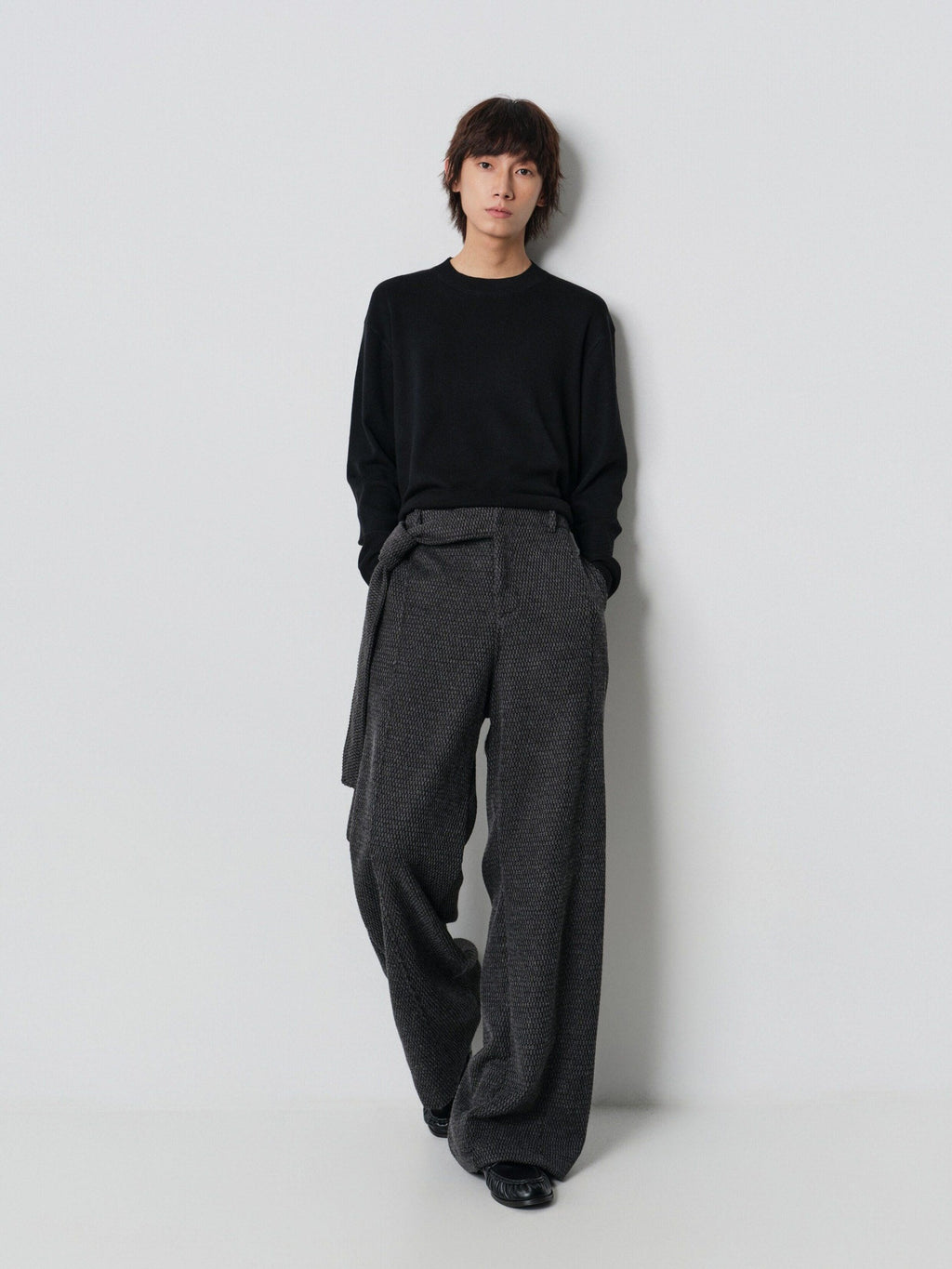 4JUNKS Comfortable Relaxed Fit Edgy Youth Casual Dark Gray Plain Straight Pants