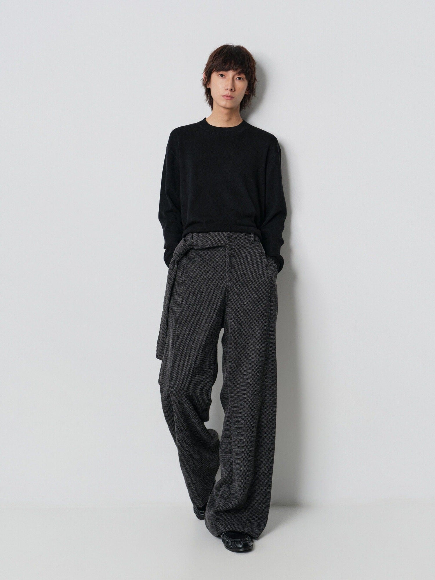 4JUNKS Comfortable Relaxed Fit Edgy Youth Casual Dark Gray Plain Straight Pants