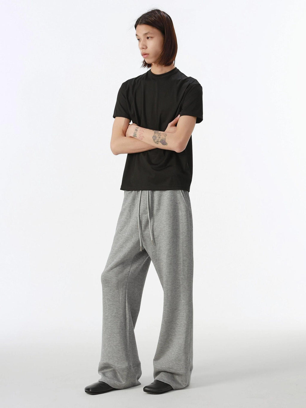 4JUNKS Comfy Mid Rise Patchwork Loose Straight Leg Youth Solid Sweatpants