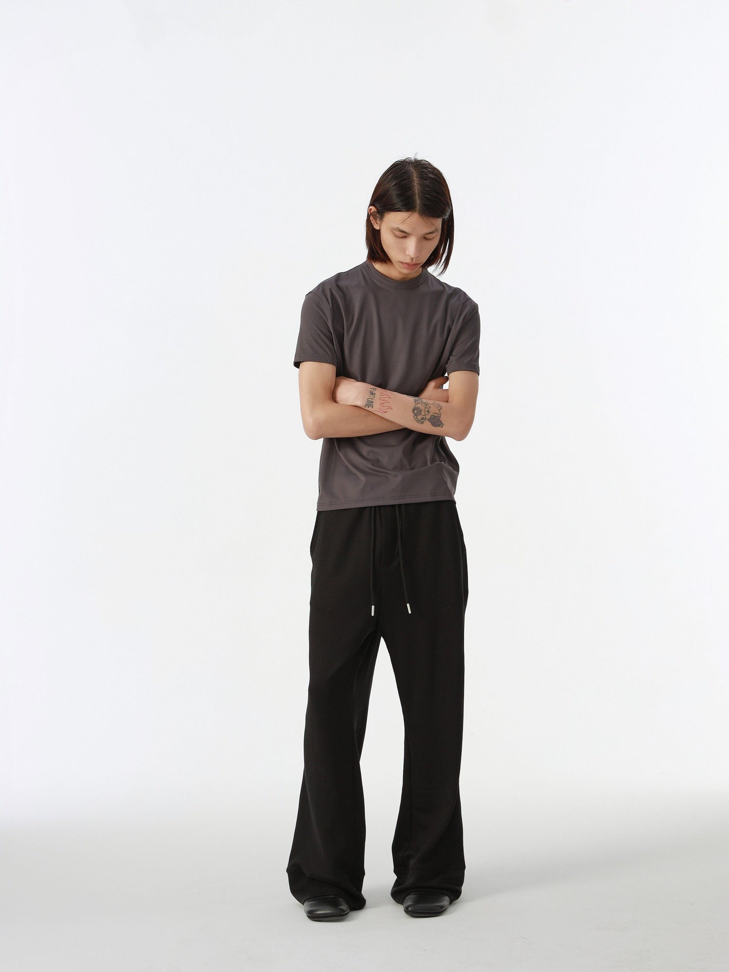 4JUNKS Comfy Mid Rise Patchwork Loose Straight Leg Youth Solid Sweatpants