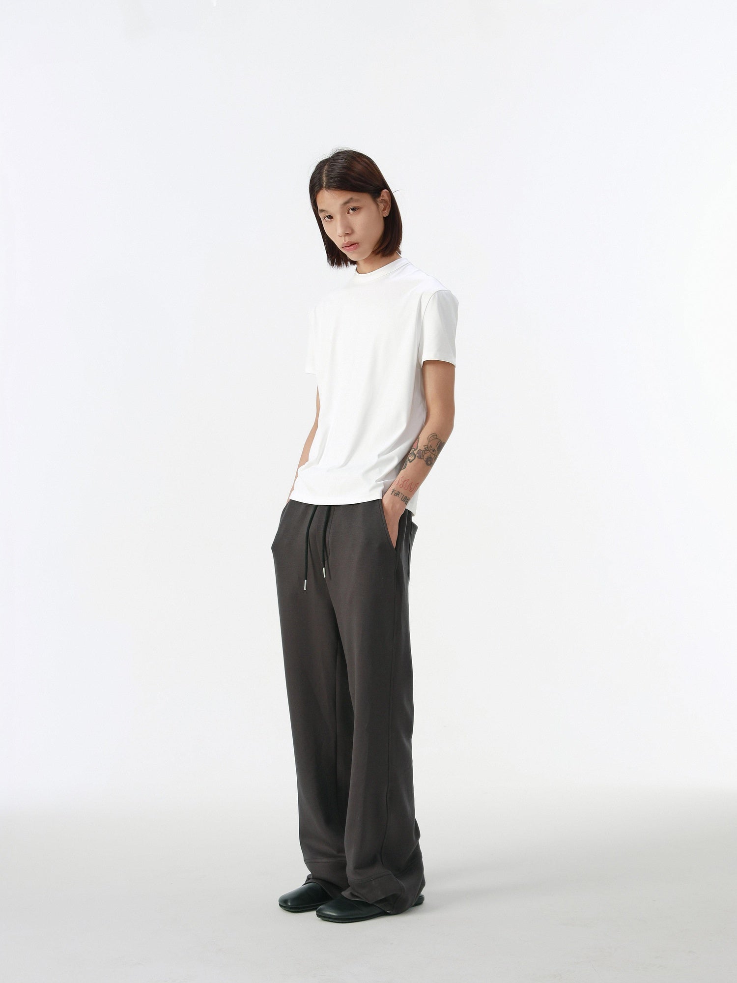 4JUNKS Comfy Mid Rise Patchwork Loose Straight Leg Youth Solid Sweatpants