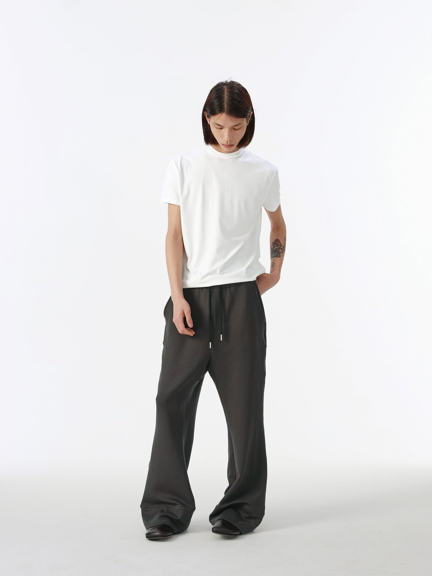 4JUNKS Comfy Mid Rise Patchwork Loose Straight Leg Youth Solid Sweatpants