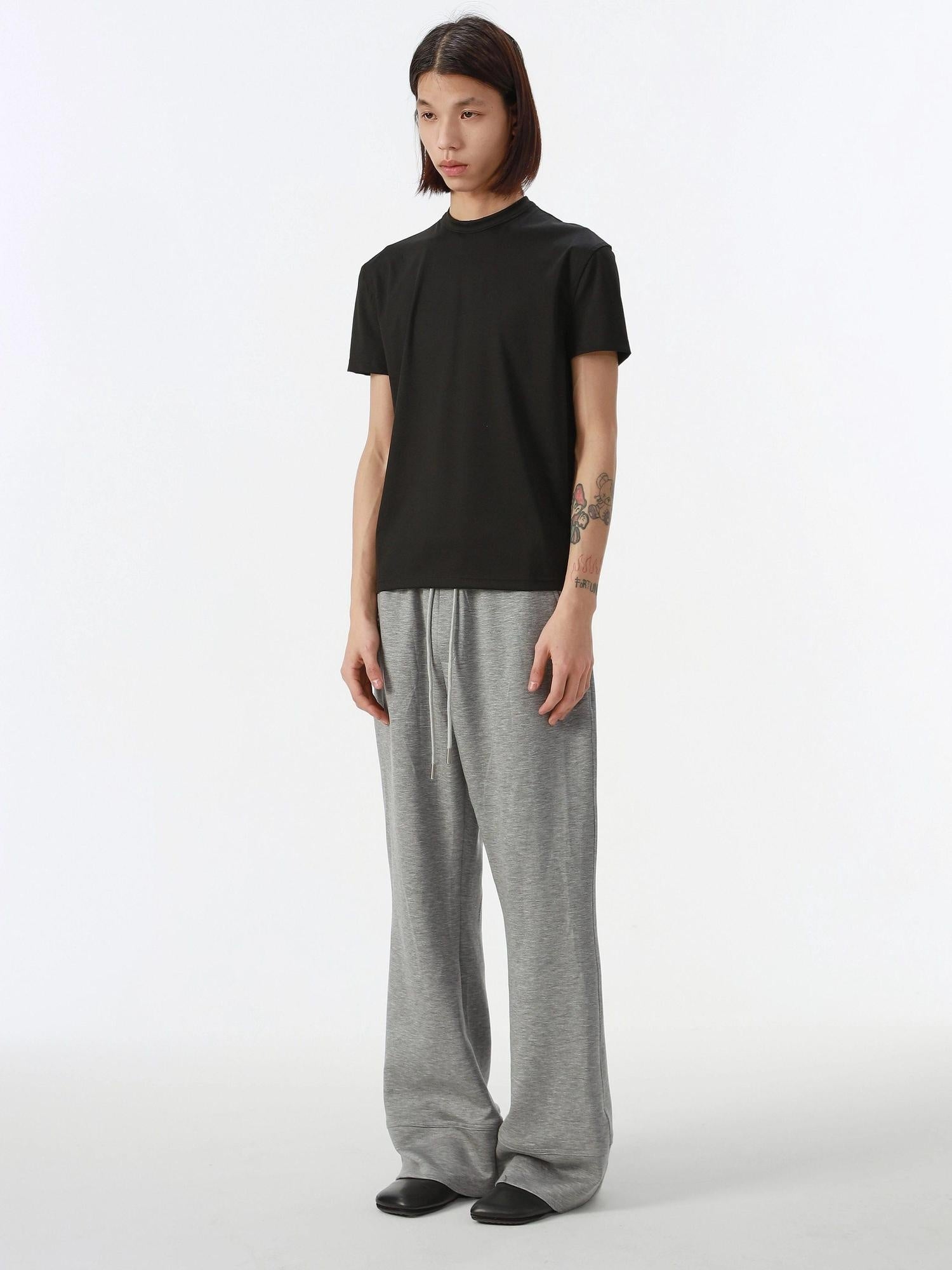 4JUNKS Comfy Mid Rise Patchwork Loose Straight Leg Youth Solid Sweatpants