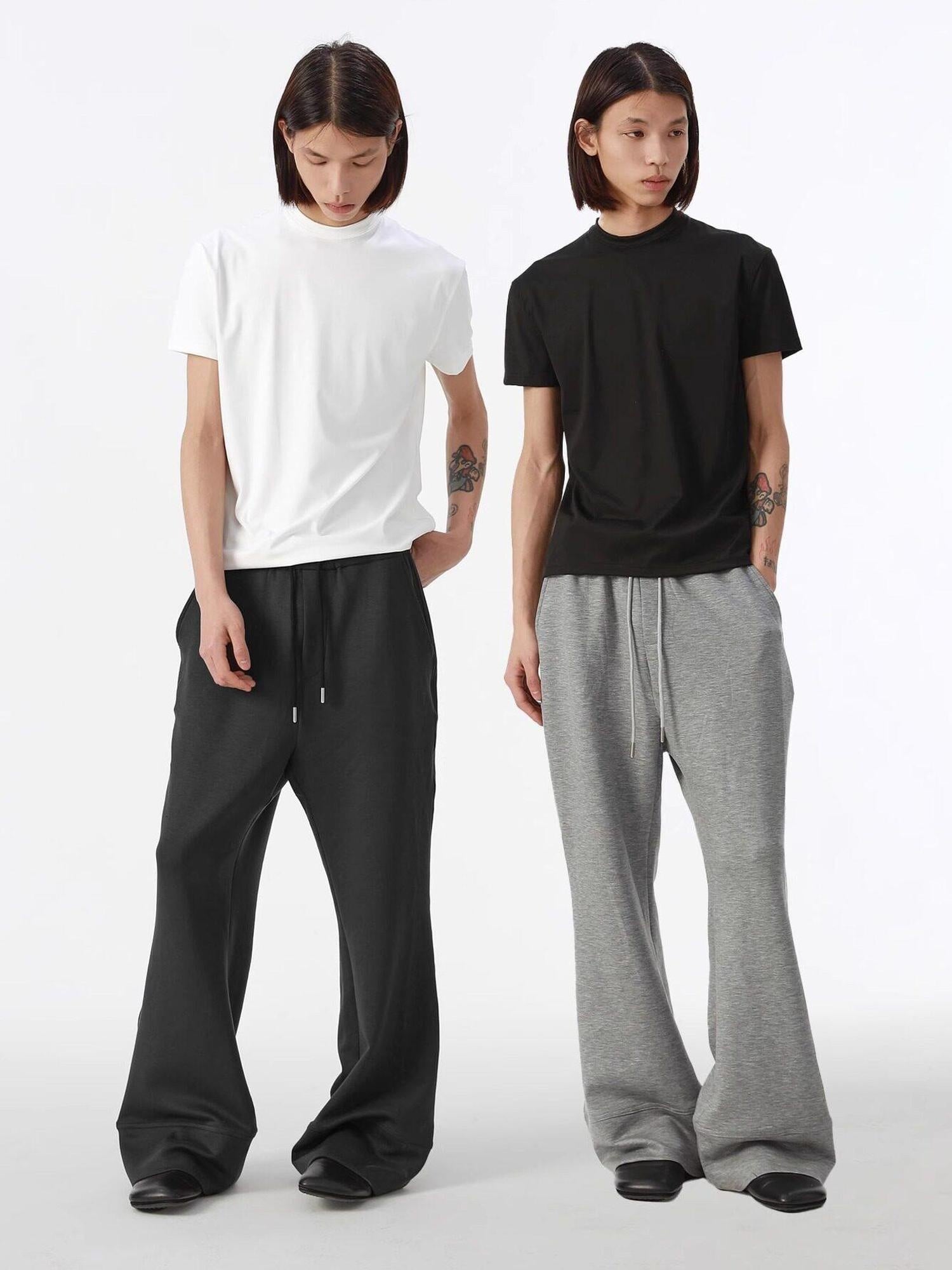 4JUNKS Comfy Mid Rise Patchwork Loose Straight Leg Youth Solid Sweatpants