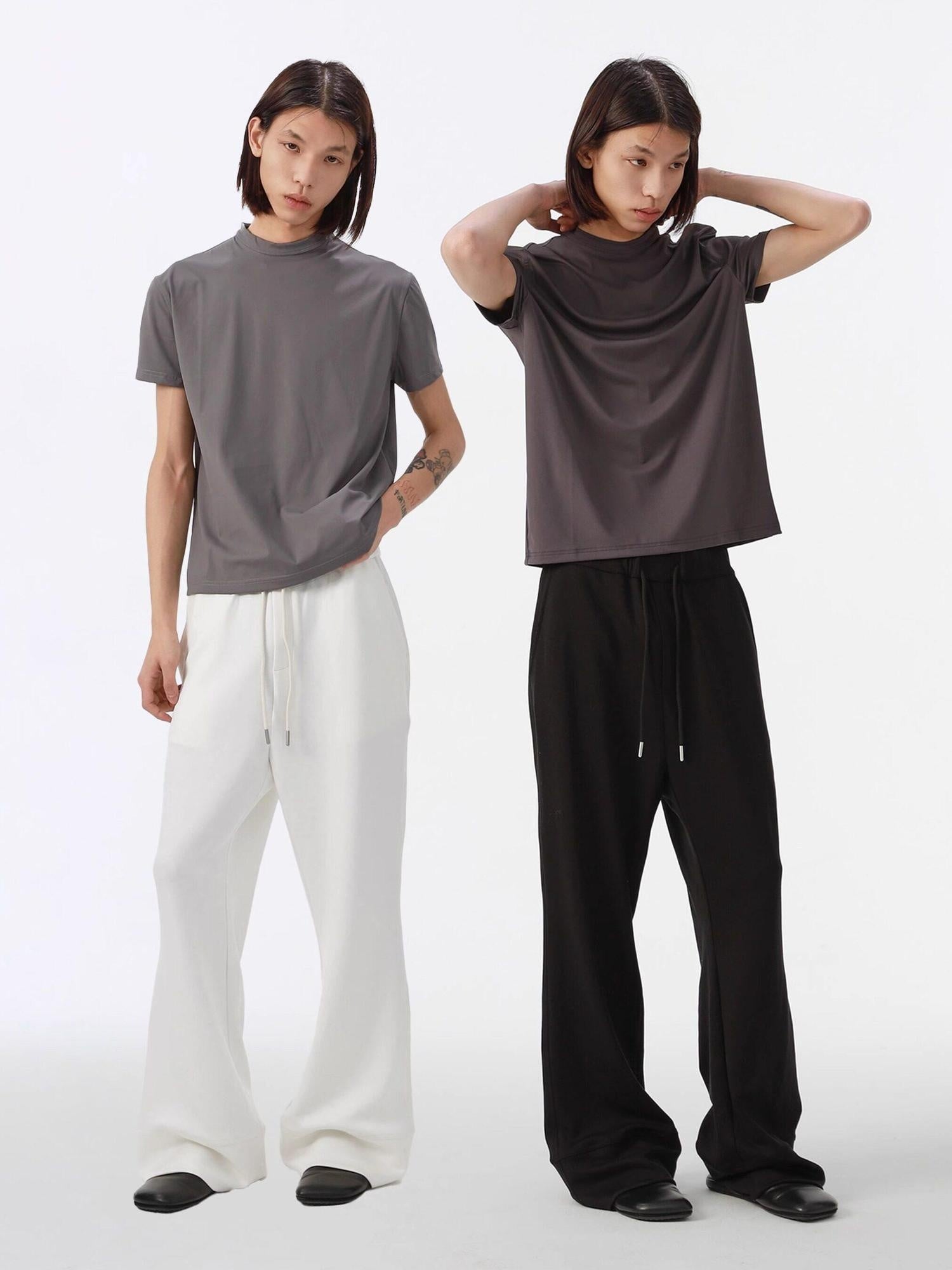 4JUNKS Comfy Mid Rise Patchwork Loose Straight Leg Youth Solid Sweatpants