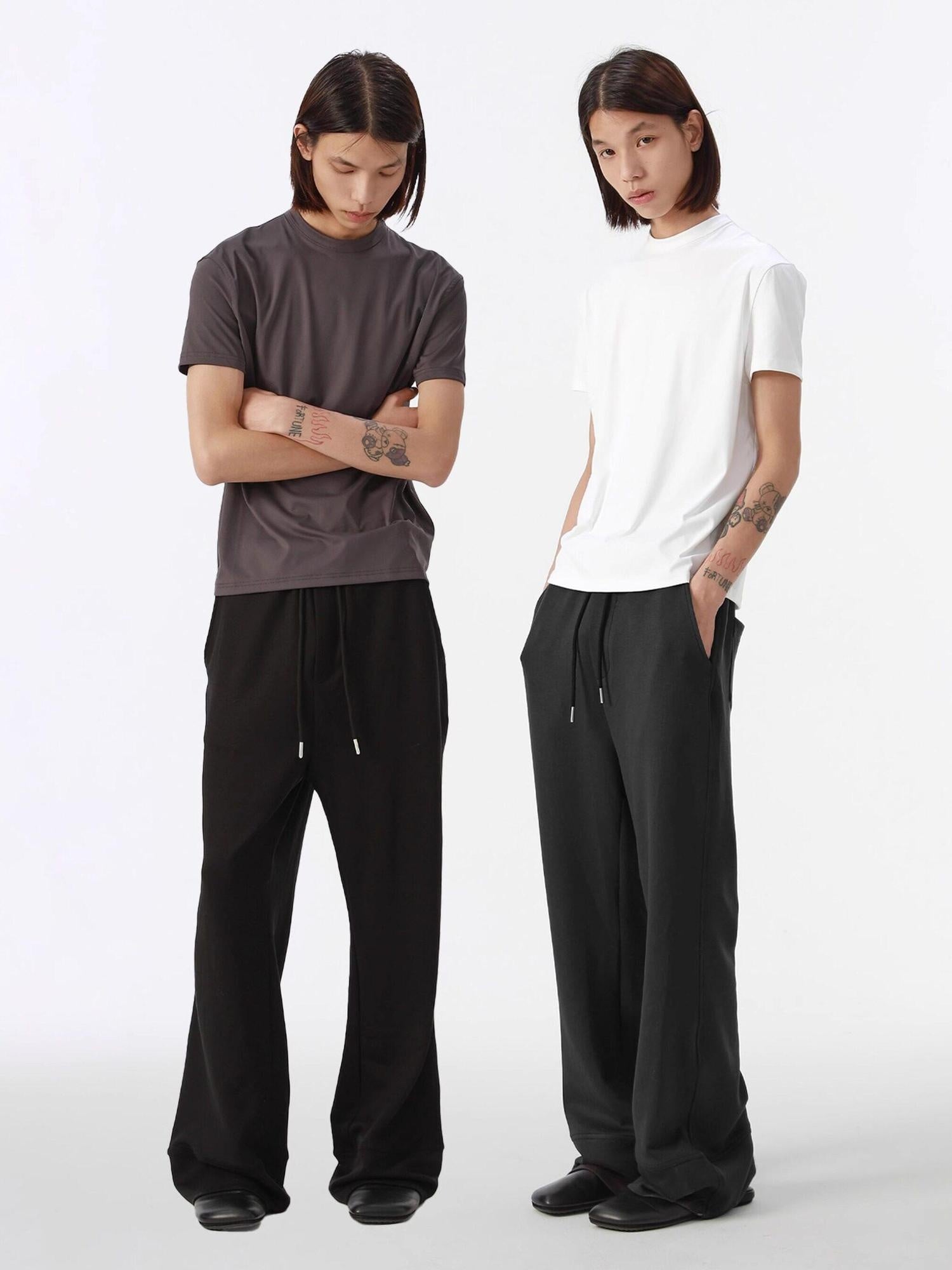 4JUNKS Comfy Mid Rise Patchwork Loose Straight Leg Youth Solid Sweatpants