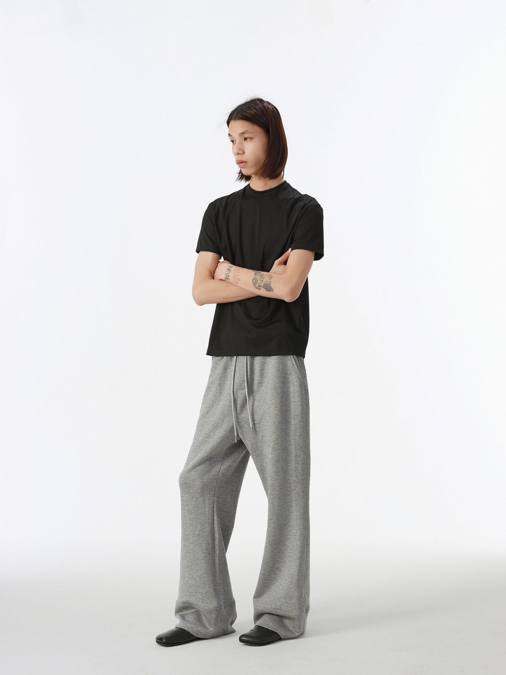 4JUNKS Comfy Mid Rise Patchwork Loose Straight Leg Youth Solid Sweatpants