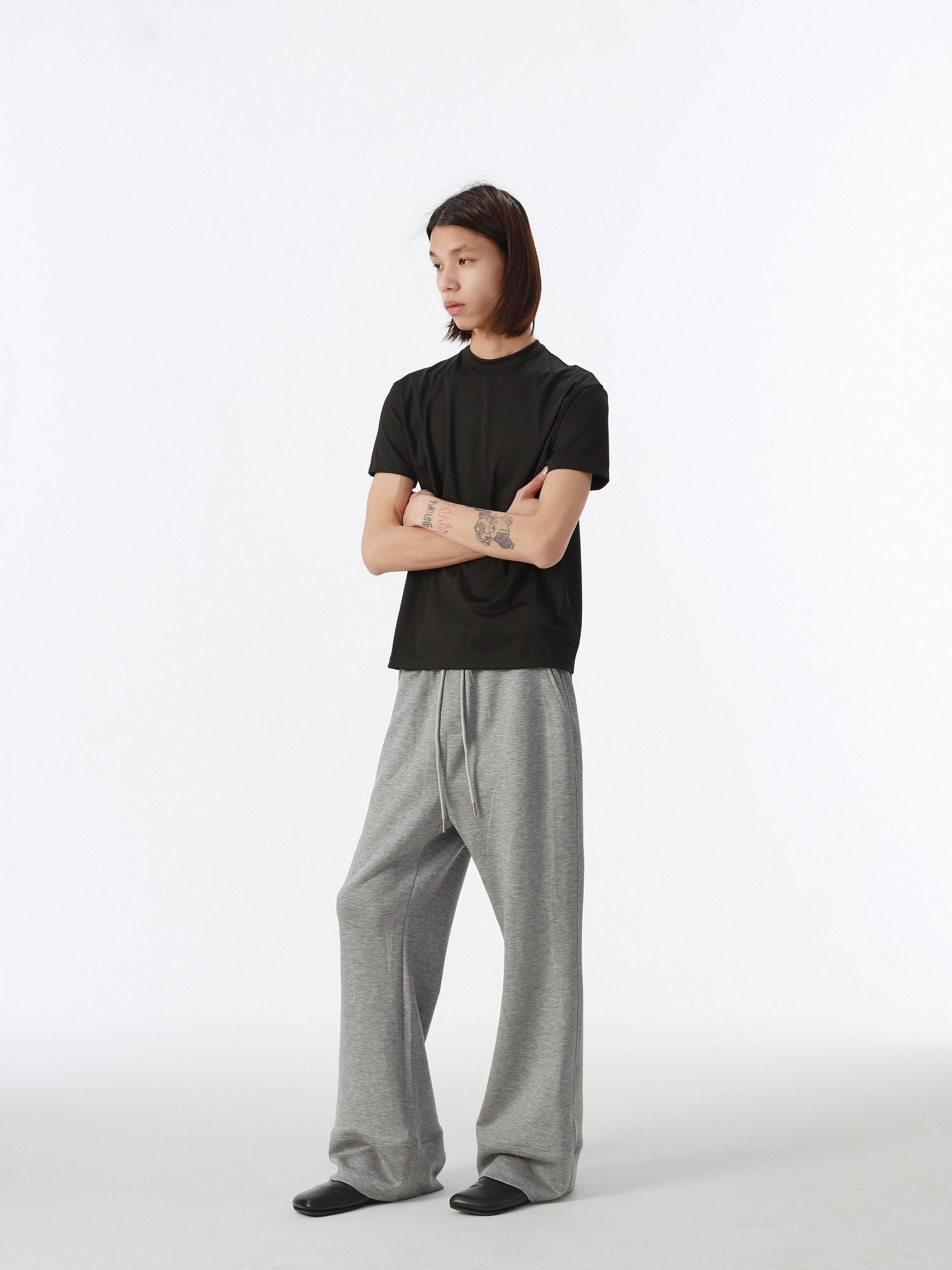 4JUNKS Comfy Mid Rise Patchwork Loose Straight Leg Youth Solid Sweatpants
