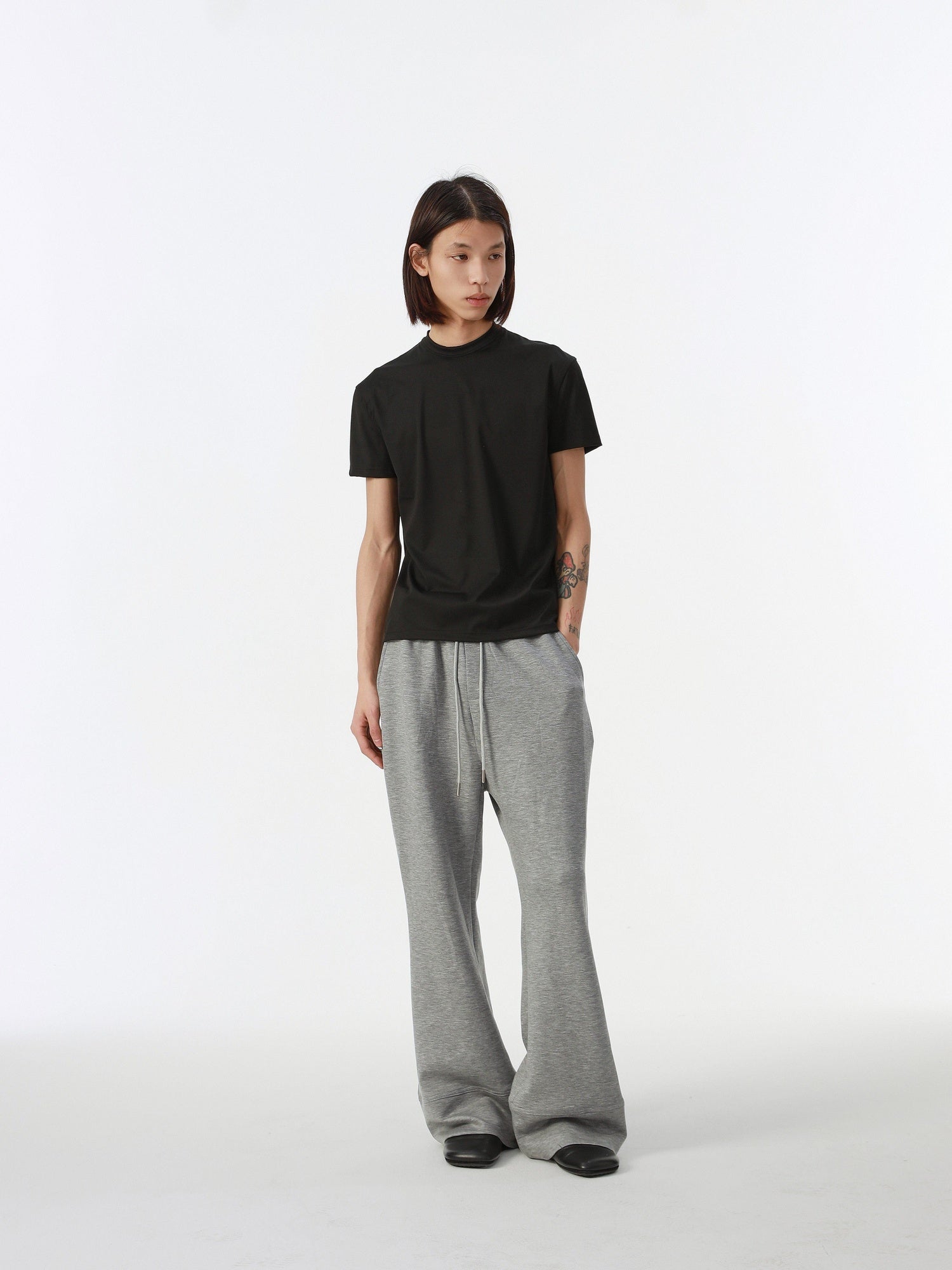 4JUNKS Comfy Mid Rise Patchwork Loose Straight Leg Youth Solid Sweatpants