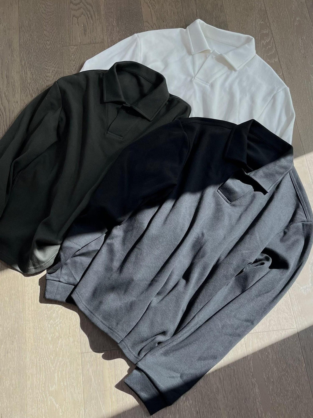 4JUNKS Cotton Blend Minimalist Standard Fit Mens Casual Long Sleeve T-Shirts