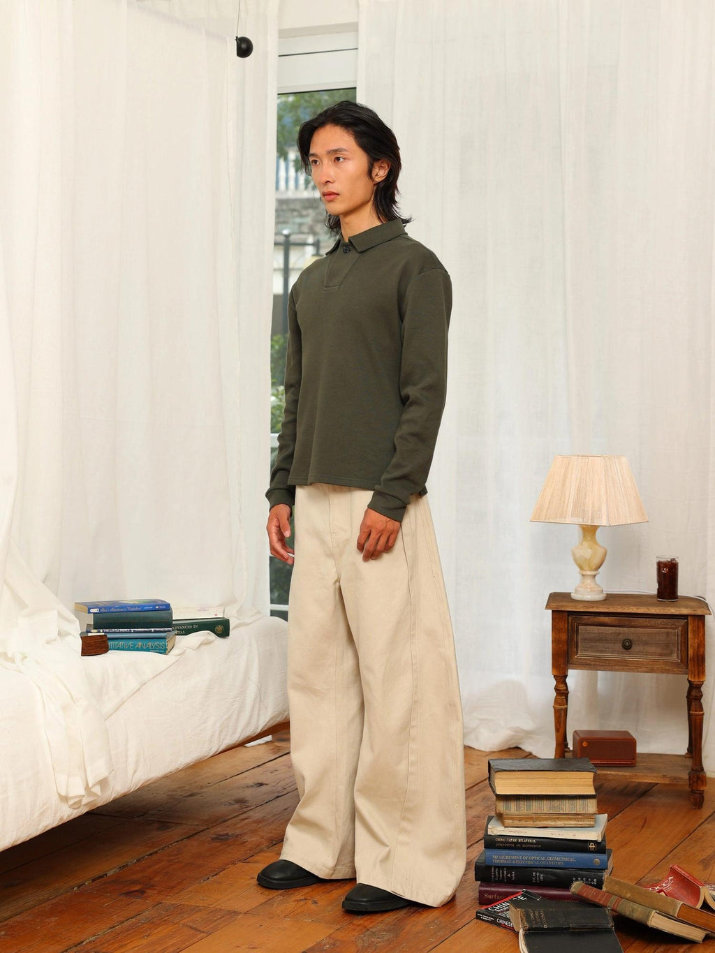 4JUNKS Cotton Blend Minimalist Standard Fit Mens Casual Long Sleeve T-Shirts