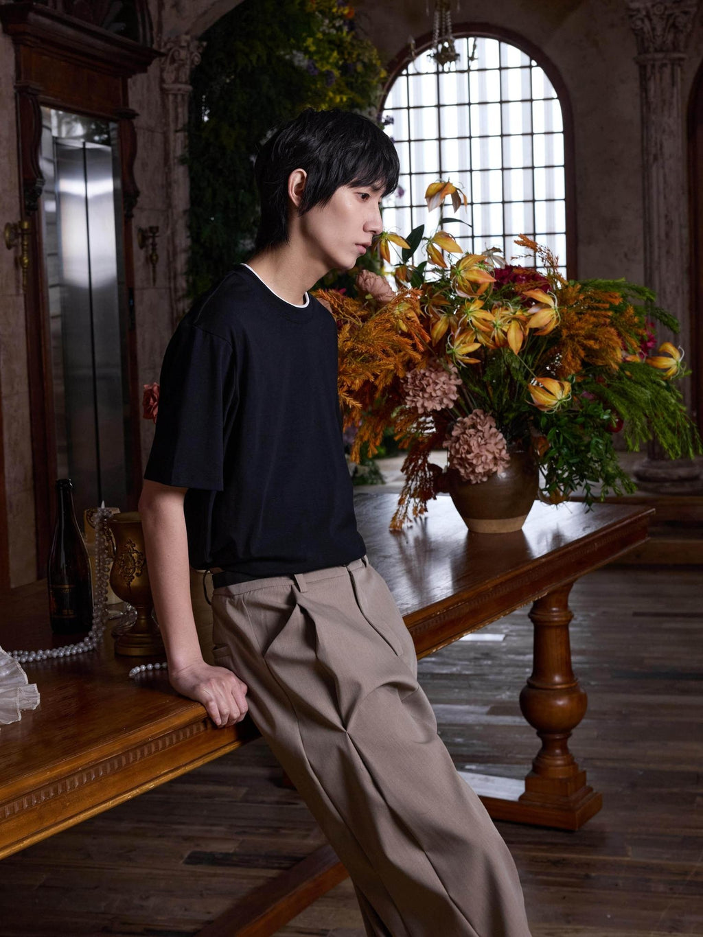 4JUNKS Cotton Rich Stretch Loose Fit Colorblock Crew Neck Unisex Short Sleeve T-Shirts