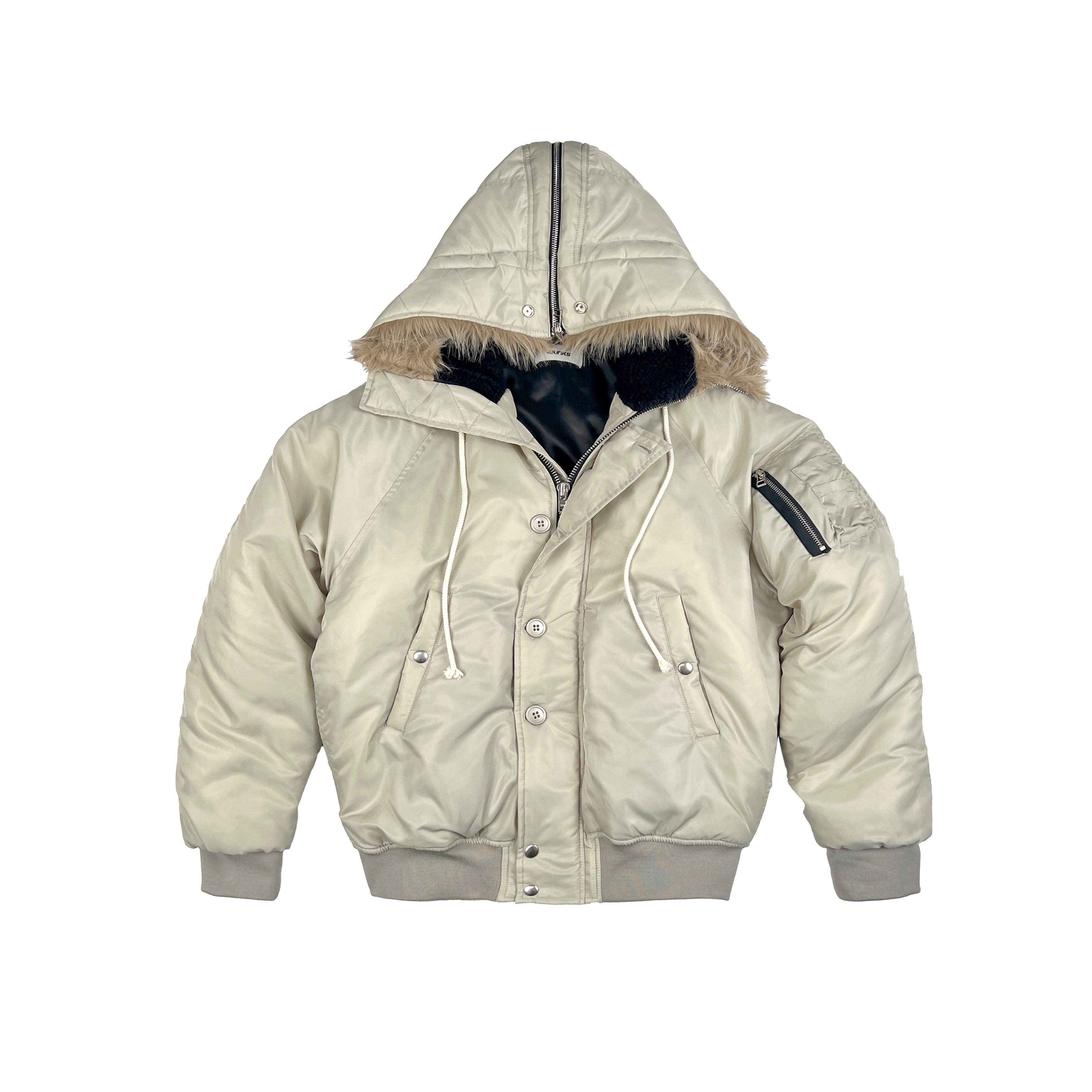 4JUNKS_Detachable_Collar_Thick_Hooded_Short_Cleanfit_Youthful_Black_Grey_Puffer_Jackets_MISSTT