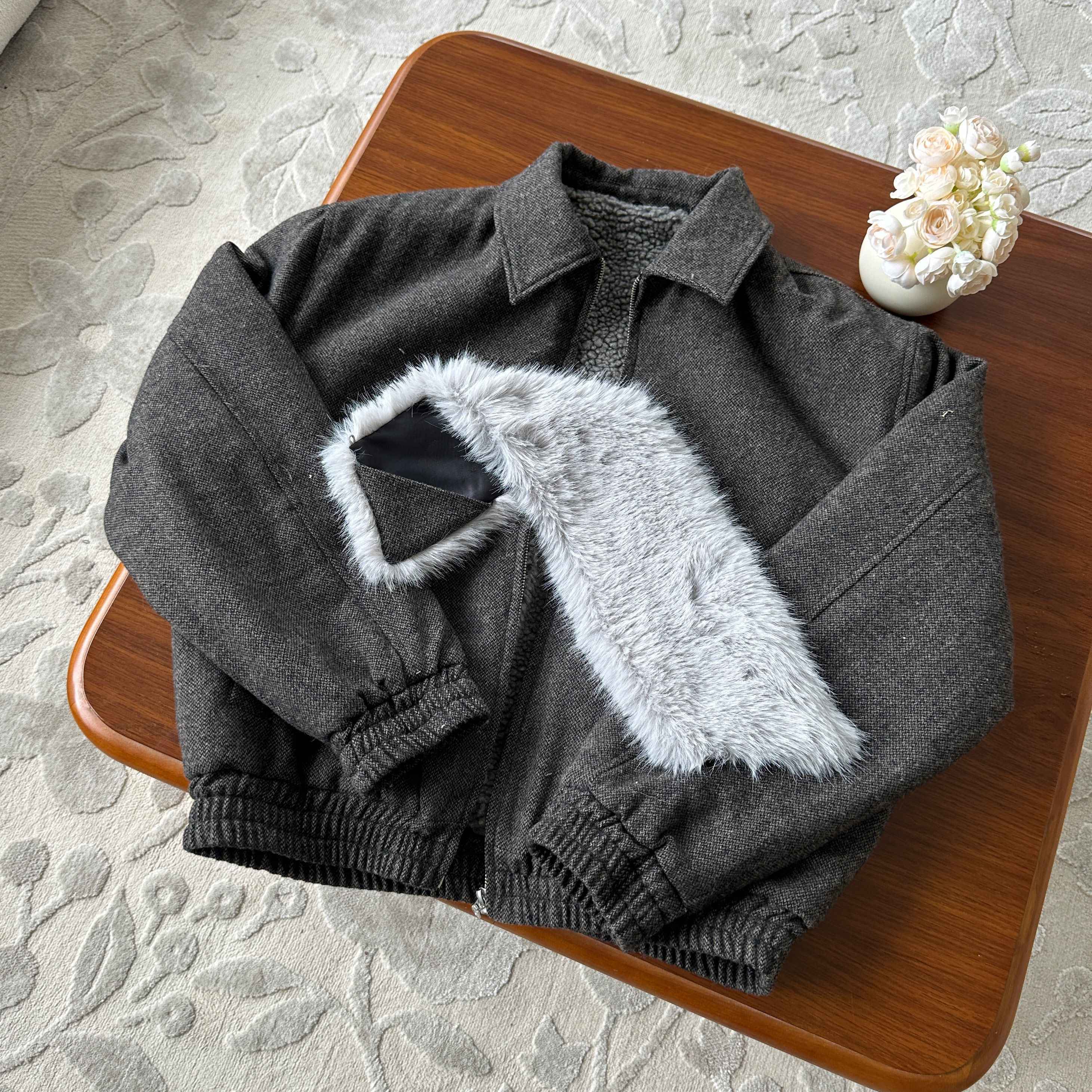 4JUNKS_Detachable_Fleece_Lined_Thick_Gray_Short_Unisex_Polyester_Wool_Cropped_Jackets_MISSTT