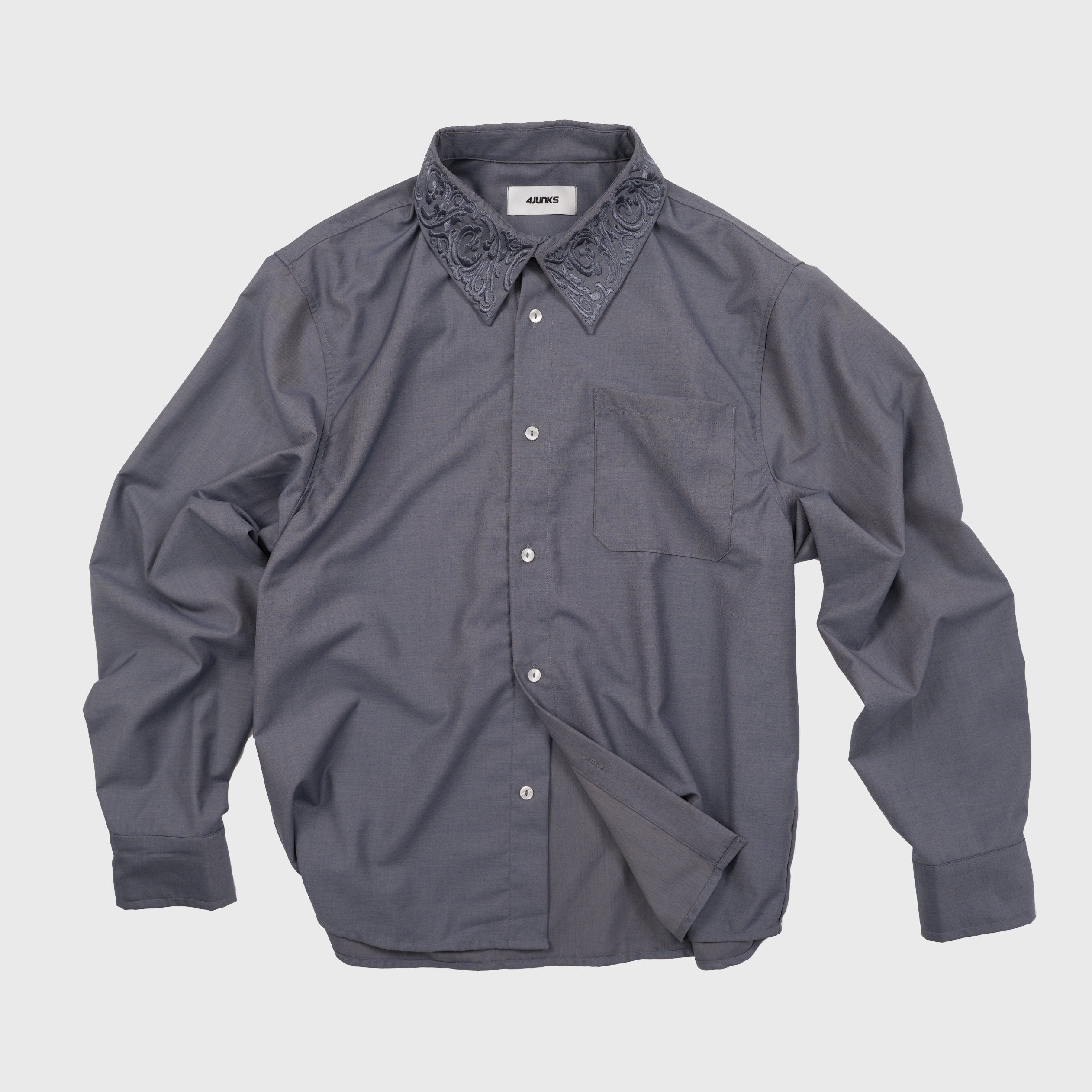 4JUNKS_Embroidered_Geometric_Cleanfit_Loose_Fit_Collared_Long_Sleeve_Unisex_Shirts_MISSTT