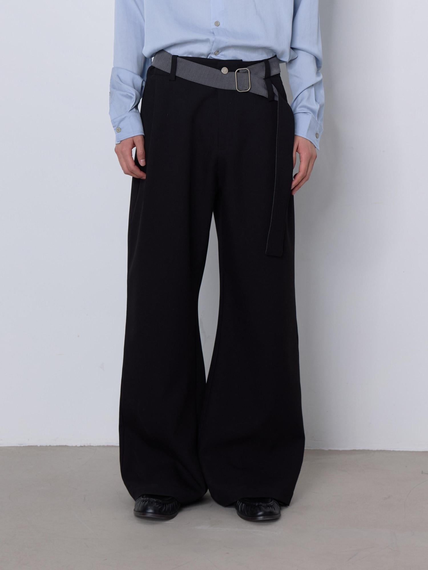 4JUNKS Embroidered Two Tone Cleanfit Casual Youth Polyester Straight Pants