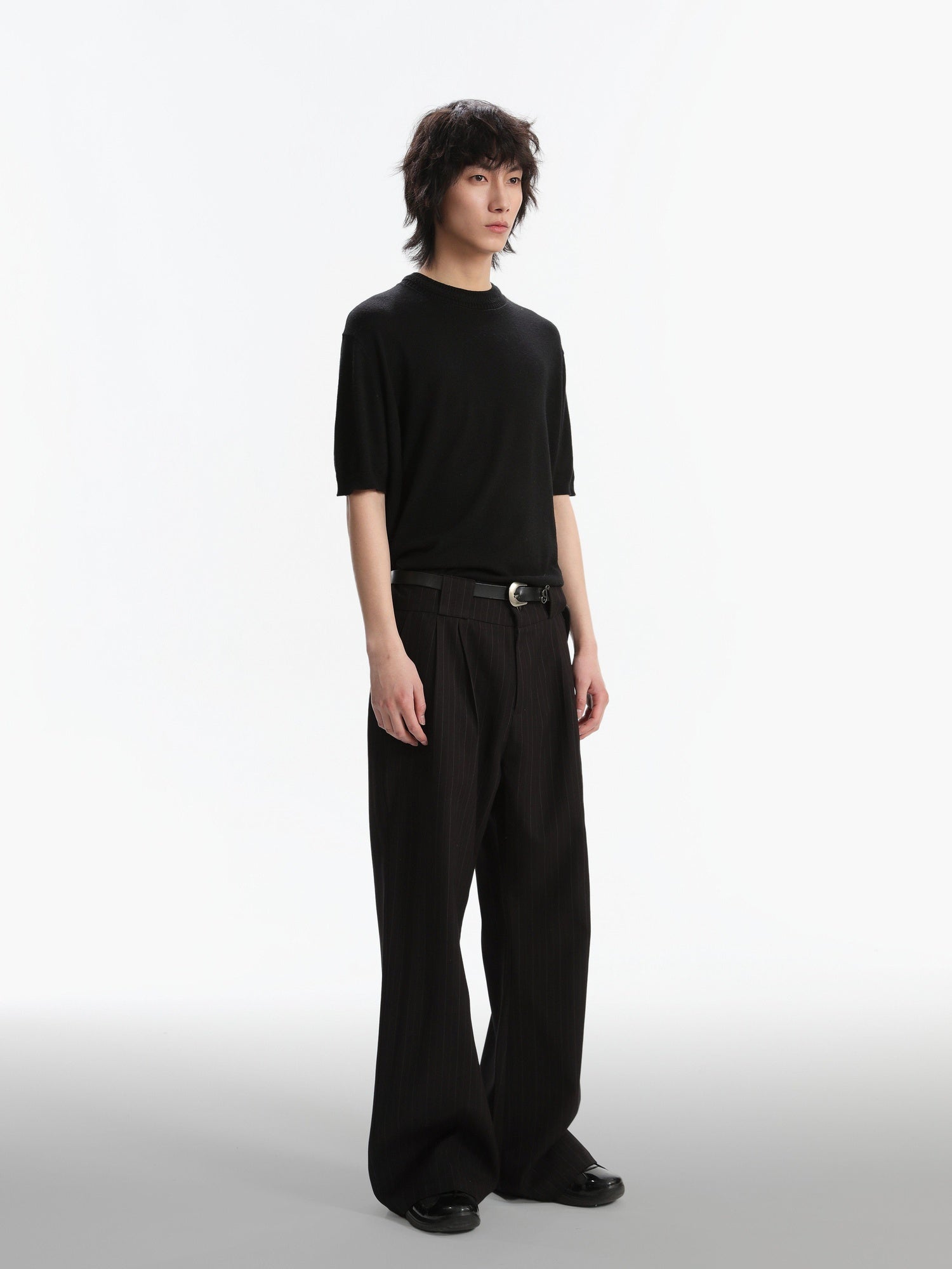 4JUNKS Figure Flattering Classic Straight Cut Casual Youth Black Striped Straight Pants