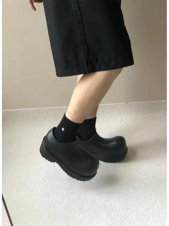 4JUNKS Height Boost Slip On Low Top Casual Round Toe Rubber Sole Men Boots