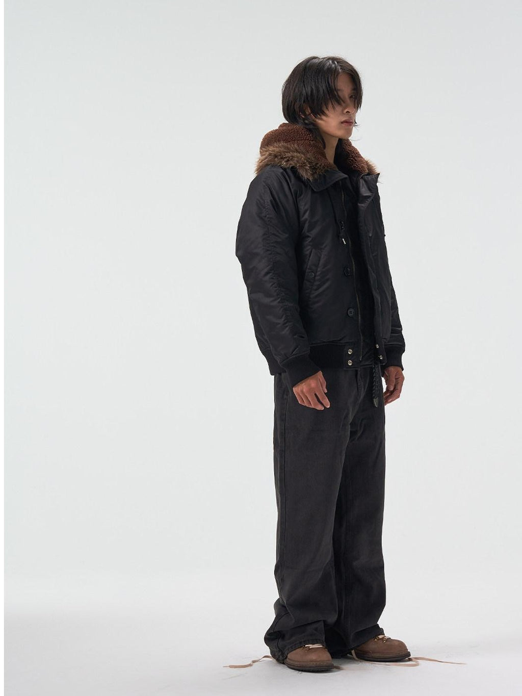 4JUNKS Insulated Hooded Removable Collar Cropped Cleanfit Black Grey Puffer Jackets