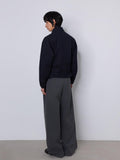 4JUNKS Light Cotton Loose Fit Tie Waist Workwear Unisex Plaid Zipper Cropped Jackets