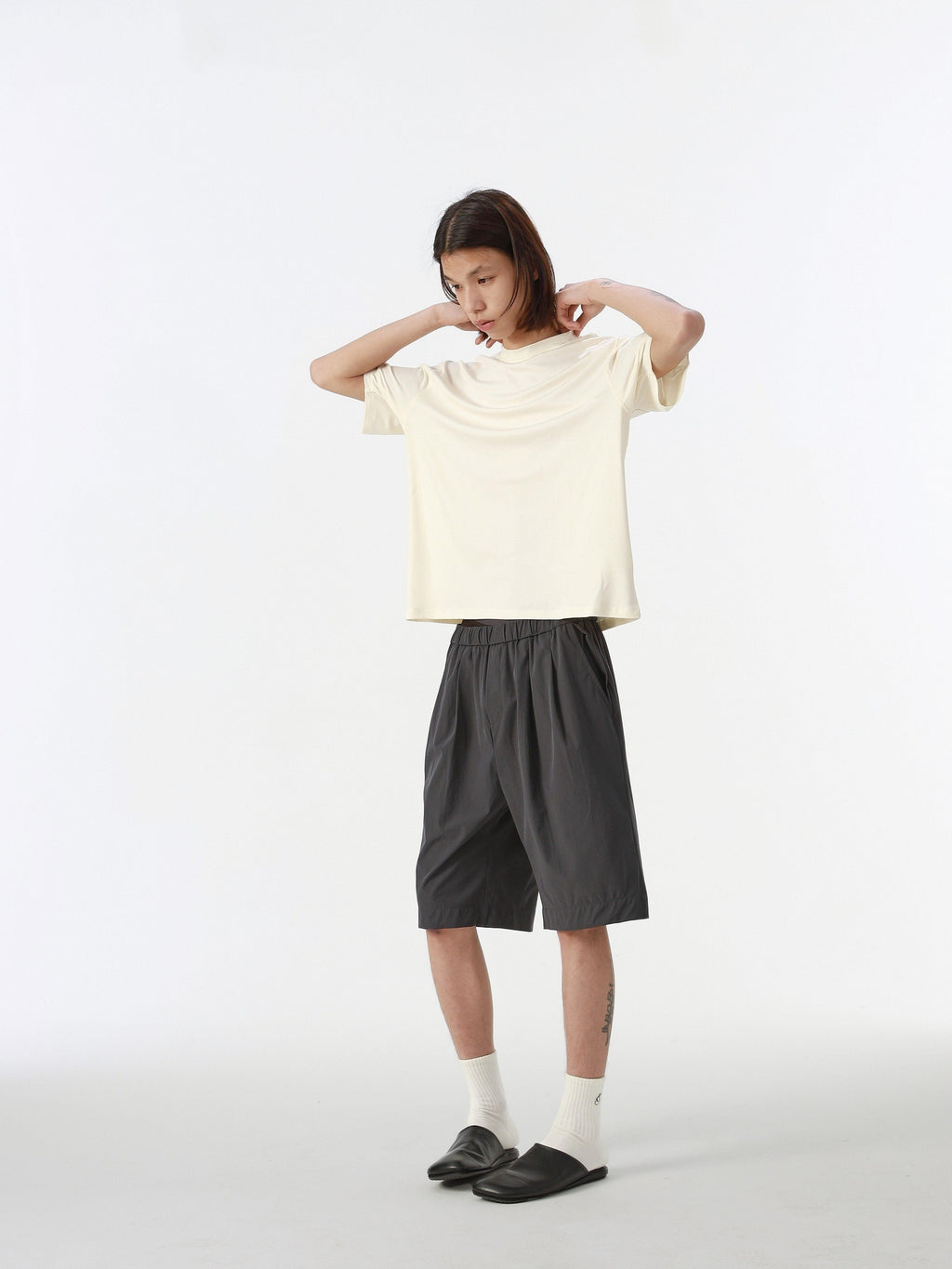 4JUNKS Lightweight Straight Fit Mid Rise Youth Everyday Solid Black Gray Casual Shorts