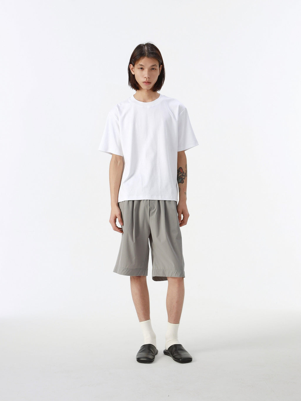4JUNKS Lightweight Straight Fit Mid Rise Youth Everyday Solid Black Gray Casual Shorts