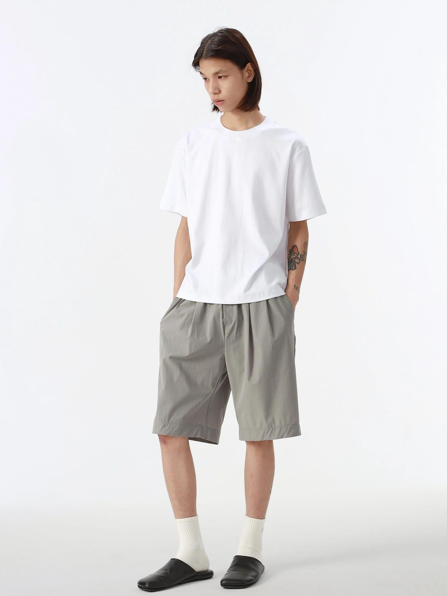 4JUNKS Lightweight Straight Fit Mid Rise Youth Everyday Solid Black Gray Casual Shorts
