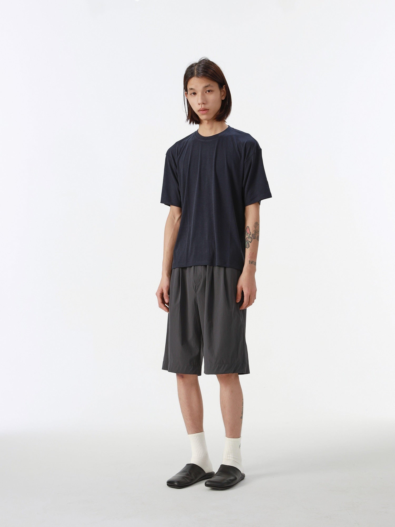 4JUNKS Lightweight Straight Fit Mid Rise Youth Everyday Solid Black Gray Casual Shorts
