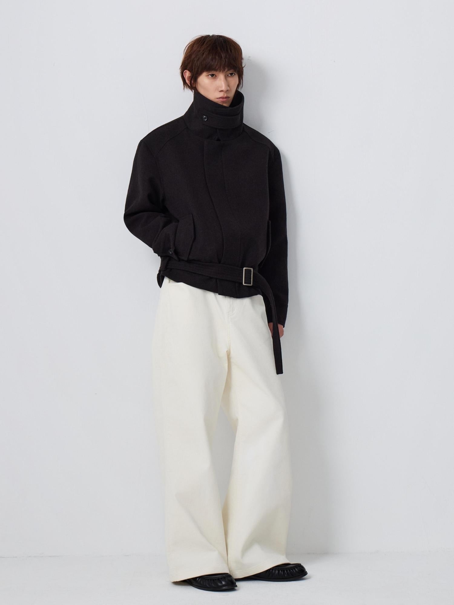 4JUNKS Microstretch Corduroy Loose Aline Straight Leg Commuter Midrise Zipper Fly Jeans