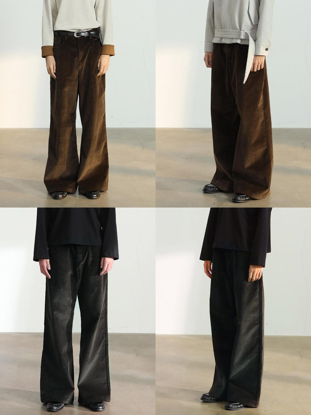 4JUNKS Microstretch Corduroy Loose Aline Straight Leg Commuter Midrise Zipper Fly Jeans