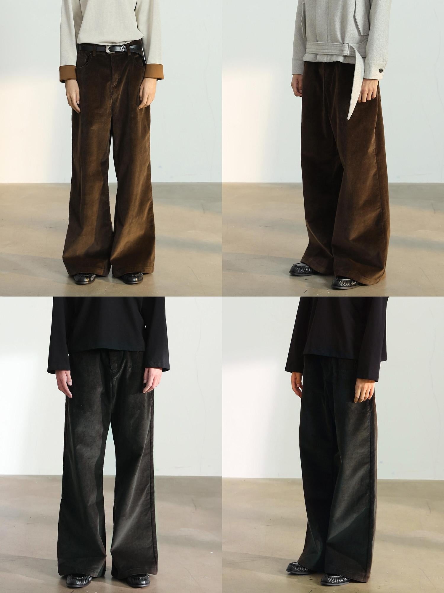 4JUNKS Microstretch Corduroy Loose Aline Straight Leg Commuter Midrise Zipper Fly Jeans