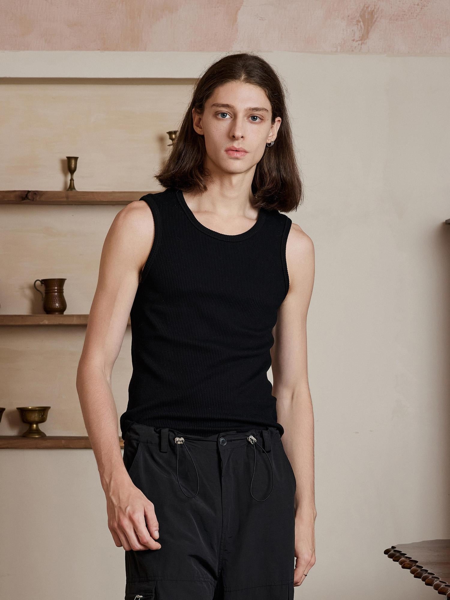 4JUNKS Moisture Wicking Cotton Stretch Fitted Round Neck Everyday Tank Tops