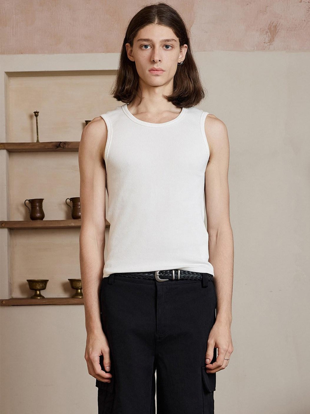 4JUNKS Moisture Wicking Cotton Stretch Fitted Round Neck Everyday Tank Tops