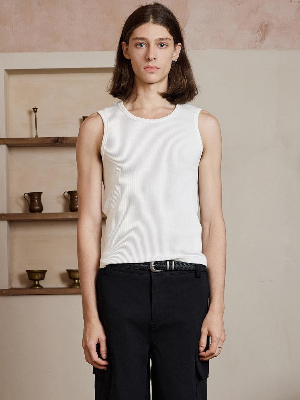 4JUNKS Moisture Wicking Cotton Stretch Fitted Round Neck Everyday Tank Tops
