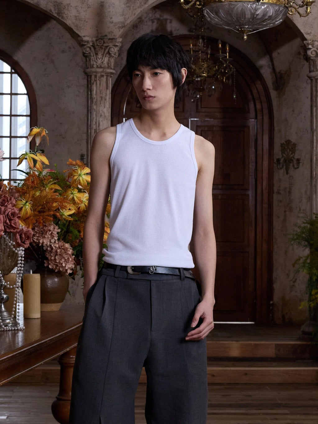 4JUNKS Moisture Wicking Slim Curve Fit Round Neck Men Cotton Polyester Tank Tops