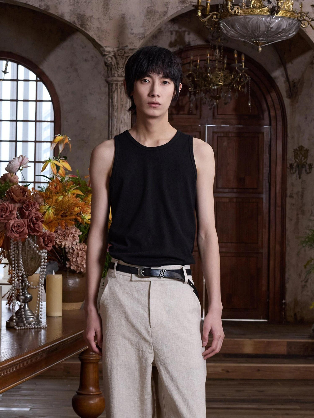 4JUNKS Moisture Wicking Slim Curve Fit Round Neck Men Cotton Polyester Tank Tops