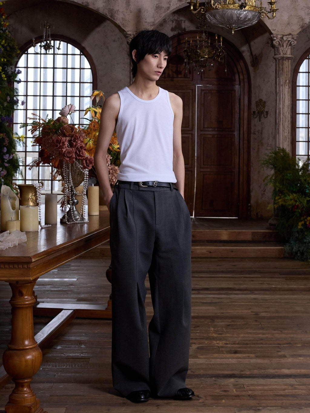 4JUNKS Moisture Wicking Slim Curve Fit Round Neck Men Cotton Polyester Tank Tops