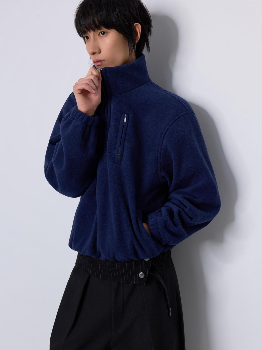 4JUNKS Moisture Wicking Zip Stand Collar Pullover Mens Polyester Hoodies & Sweatshirts