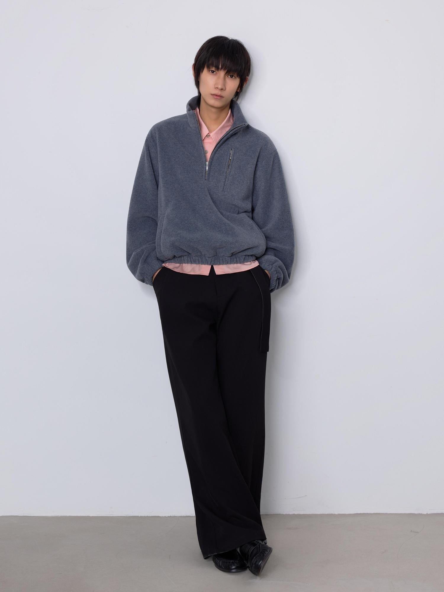 4JUNKS Moisture Wicking Zip Stand Collar Pullover Mens Polyester Hoodies & Sweatshirts