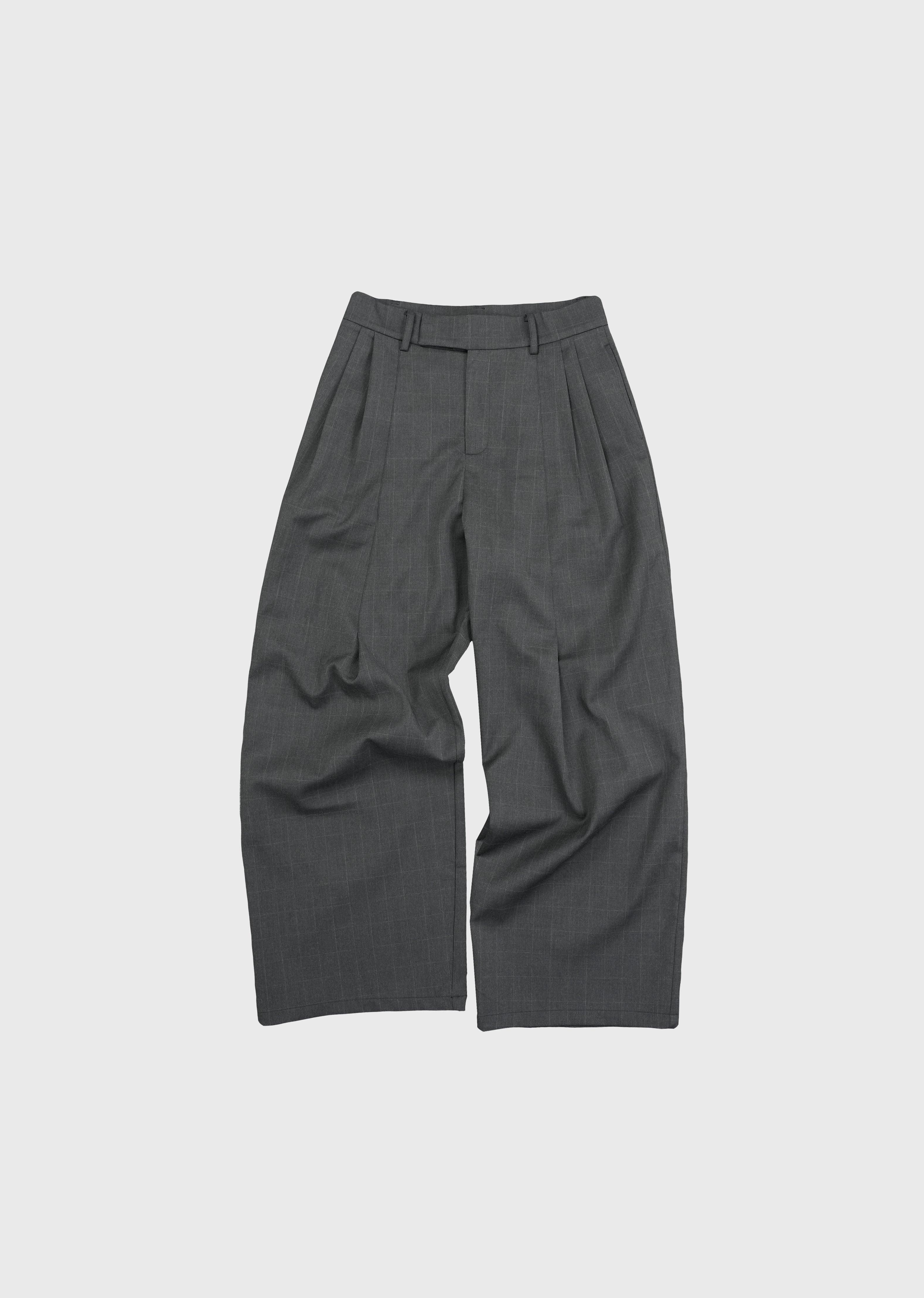 4JUNKS_Pleated_Cleanfit_Slight_Stretch_Casual_Poly_Blend_Black_Gray_Wide_Leg_Pants_MISSTT