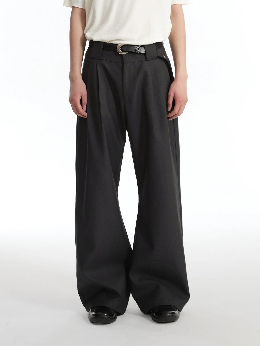 4JUNKS Polyester Blend Loose Fit Cool Youth Casual Khaki Black Dark Gray Straight Pants
