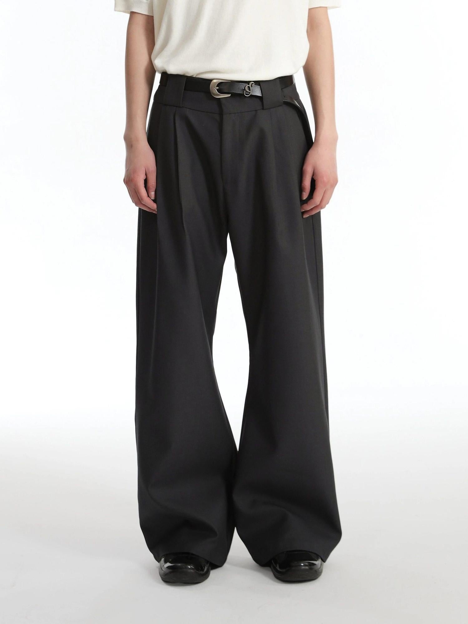 4JUNKS Polyester Blend Loose Fit Cool Youth Casual Khaki Black Dark Gray Straight Pants
