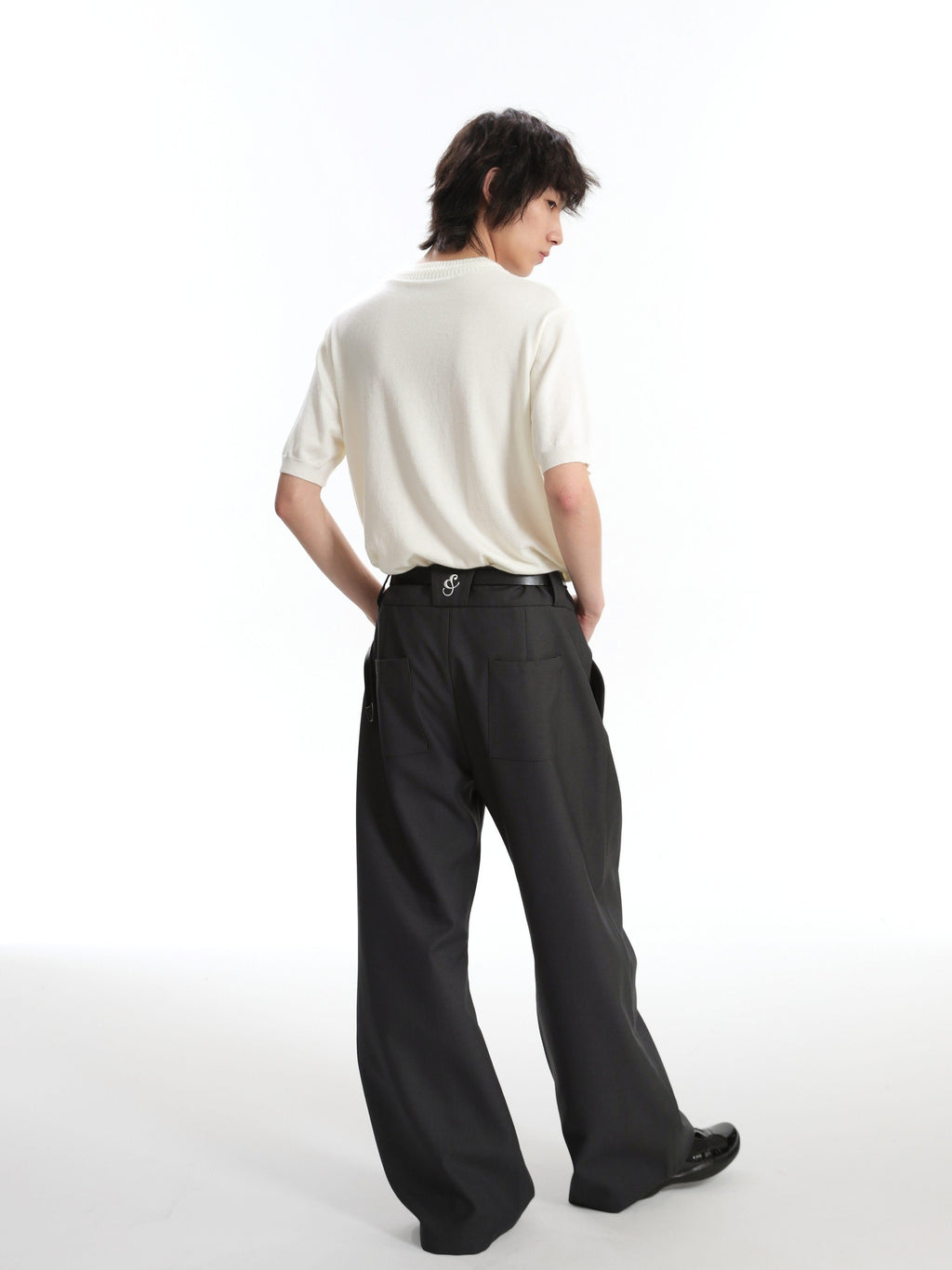 4JUNKS Polyester Blend Loose Fit Cool Youth Casual Khaki Black Dark Gray Straight Pants