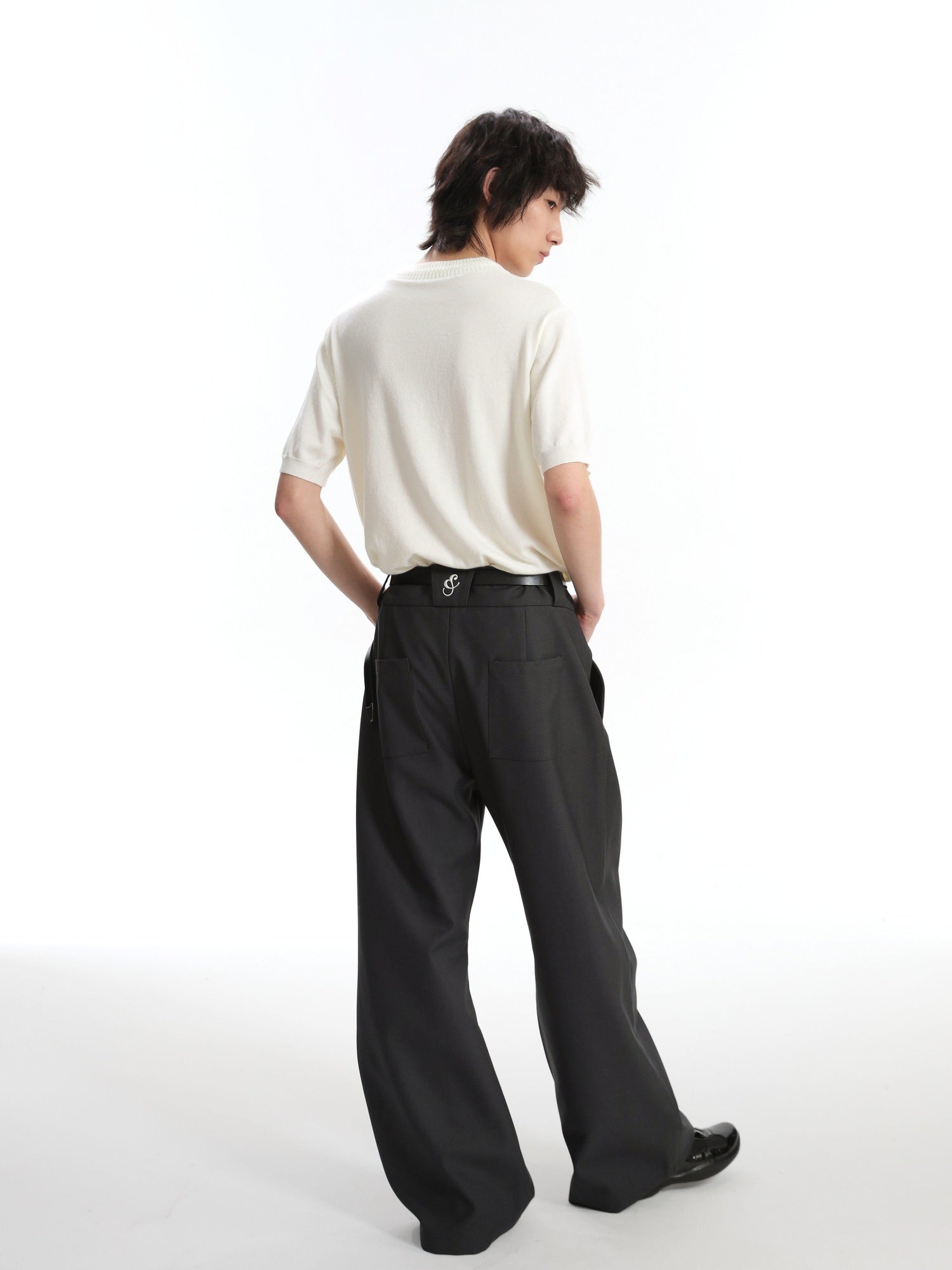4JUNKS Polyester Blend Loose Fit Cool Youth Casual Khaki Black Dark Gray Straight Pants