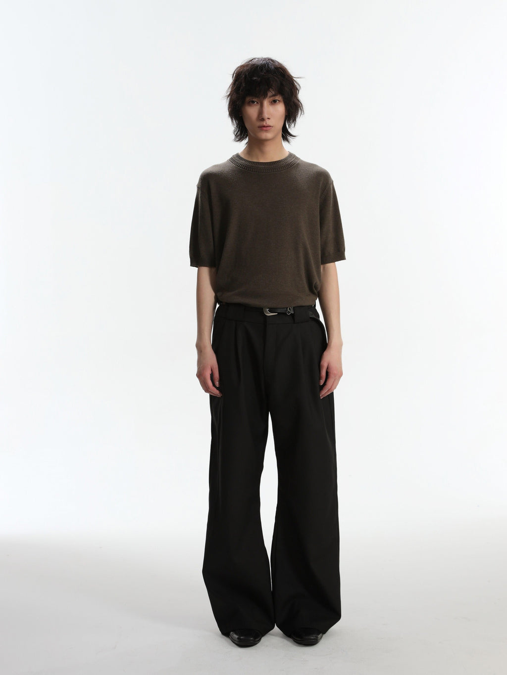 4JUNKS Polyester Blend Loose Fit Cool Youth Casual Khaki Black Dark Gray Straight Pants