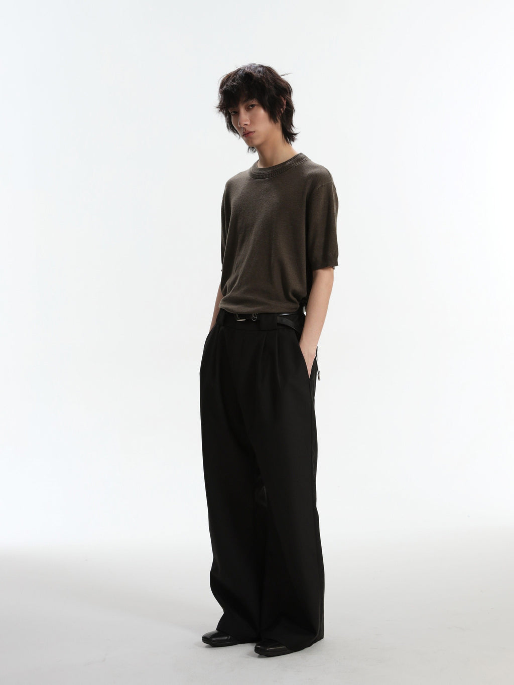 4JUNKS Polyester Blend Loose Fit Cool Youth Casual Khaki Black Dark Gray Straight Pants